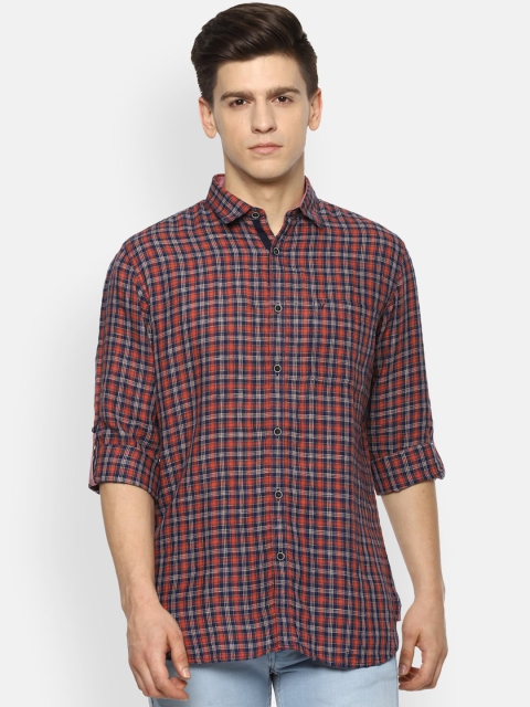 

Van Heusen Sport Men Navy Blue Slim Fit Checked Casual Shirt
