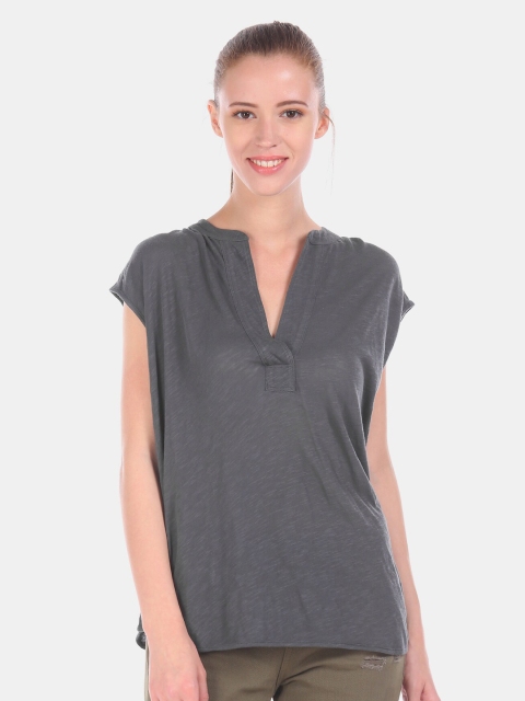 

GAP Grey Mandarin Collar Regular Top