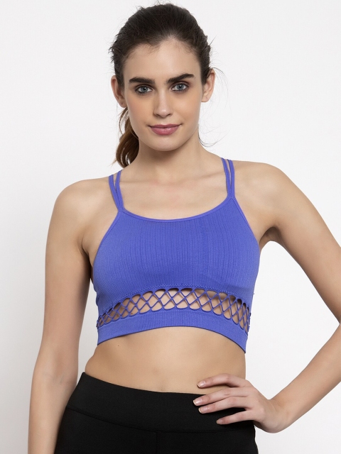 

MAKCLAN Blue Full Coverage Lightly Padded Workout Bra - MK1815SBI