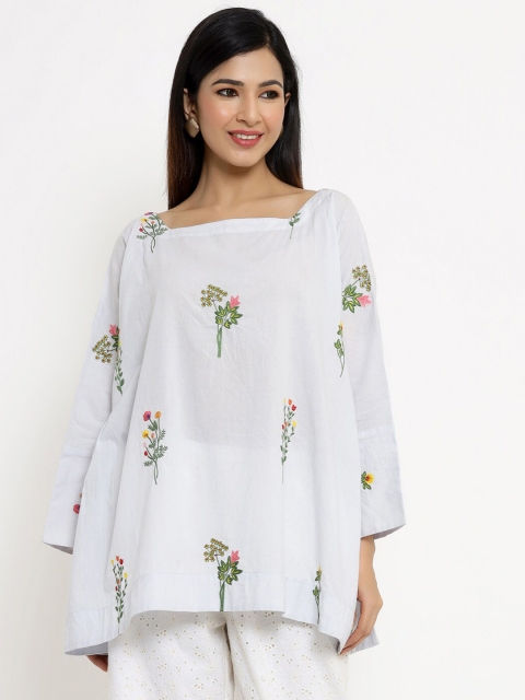 

VRISA Blue Floral A-Line Top