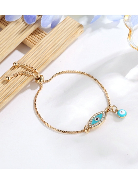 

YoungWildFree Women Gold-Toned & Blue Brass Gold-Plated Charm Bracelet