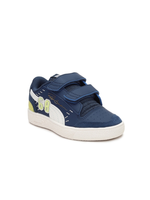 

Puma Unisex Kids Blue & Off-White Colourblocked Leather Sneakers