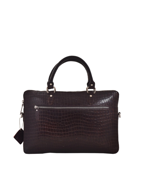 OLIVE MIST Unisex Brown Textured Leather 16 Inch Laptop Bag