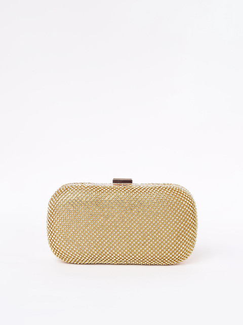 

CODE by Lifestyle Gold-Toned & Peach-Coloured Embellished Box Clutch