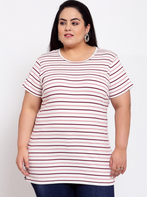 

plusS Women Multicoloured Striped T-shirt, Multi