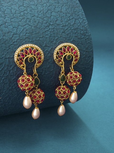 

aadita Gold-Toned Contemporary Drop Earrings