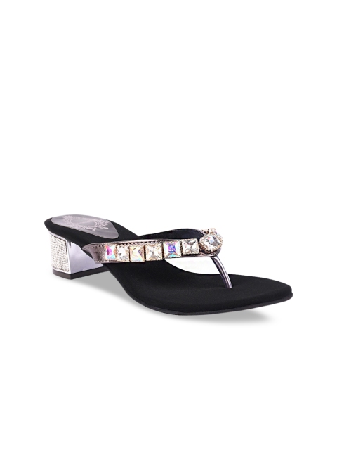 

Stelatoes Black Embellished PU Block Sandals