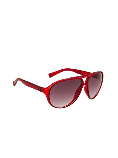 

Ted Smith Unisex Brown Lens & Red Aviator Sunglasses with UV Protected Lens