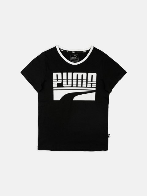 

Puma Boys Black & White Pure Cotton Brand Logo Printed T-shirt