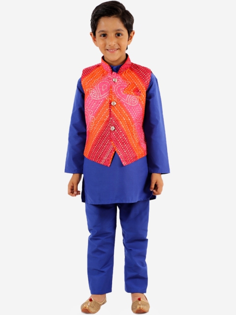 

KID1 Boys Red Layered Kurta with Pyjamas