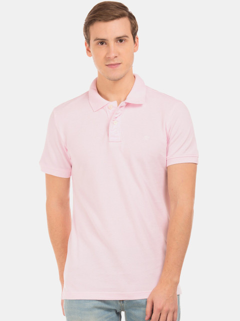

Aeropostale Men Pink Polo Collar T-shirt