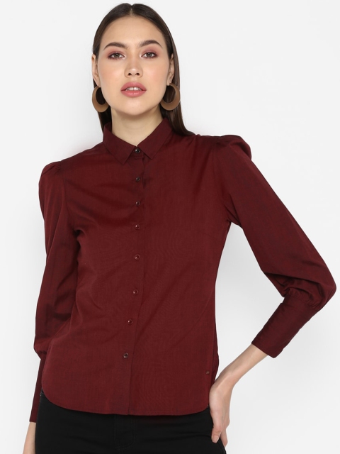 

FOSH Women Maroon Casual Shirt