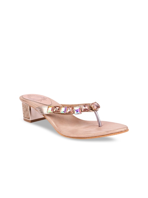 

Stelatoes Women Champagne Toned Ethnic Embellished Block Heel Sandals