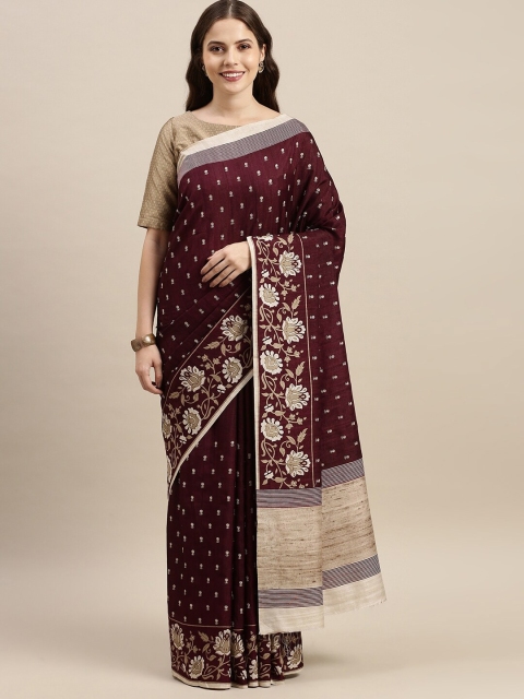 

Soch Maroon Woven Design Silk Blend Saree
