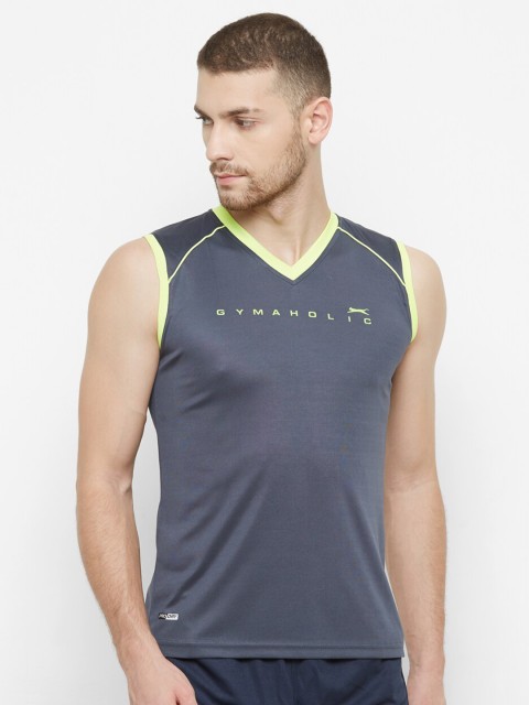 

Black Panther Men Charcoal Grey V-Neck Training or Gym T-shirt