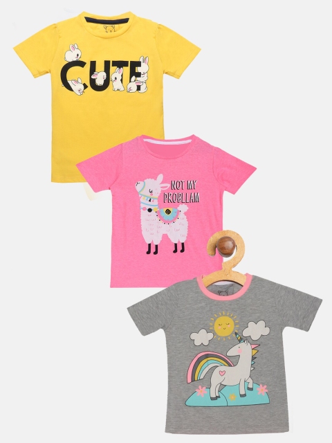 

Lazy Shark Girls Multicoloured Pack of 3 Printed T-shirt, Multi
