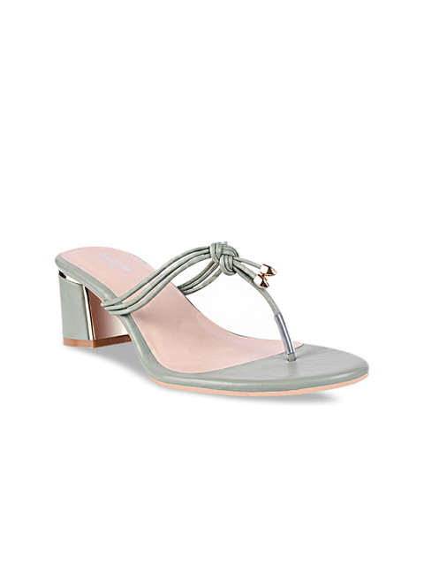 

Stelatoes Green PU Block Sandals With Tassels