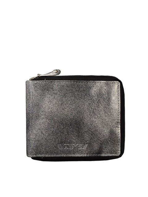 

ABYS Men Black & White Textured Leather Zip Around Wallet