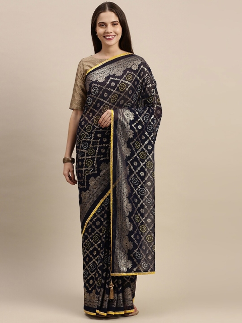 

Soch Navy Blue Bandhani Zari Pure Georgette Saree
