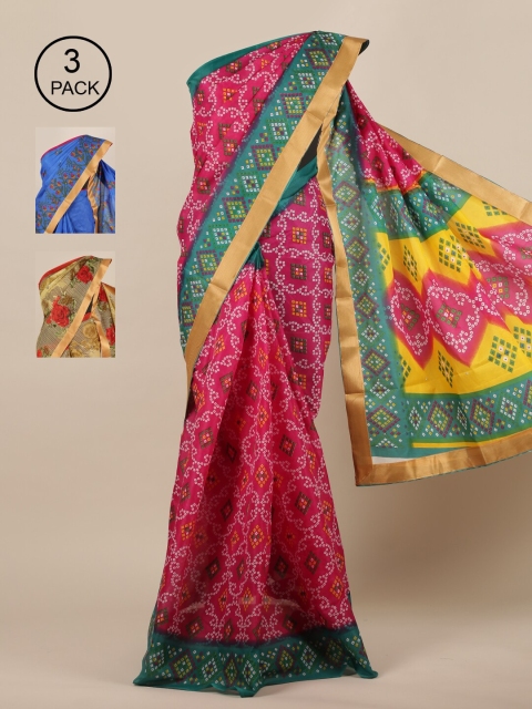 

Pothys Multicoloured Set of 3 Saree, Multi