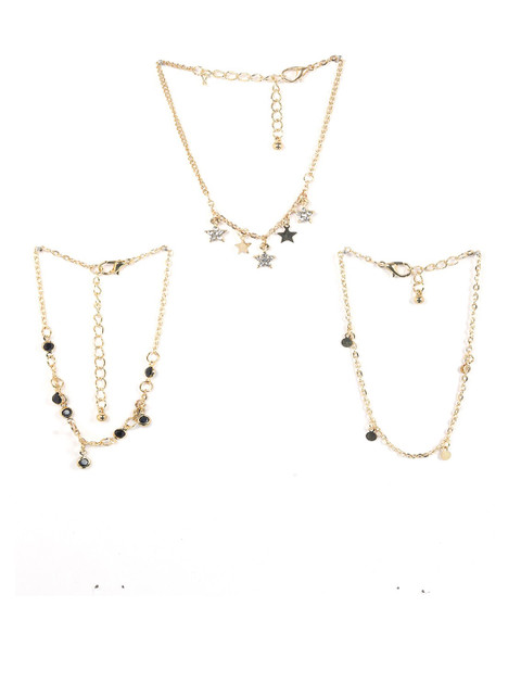 

YoungWildFree Women Pack of 3 Gold-Plated Anklet