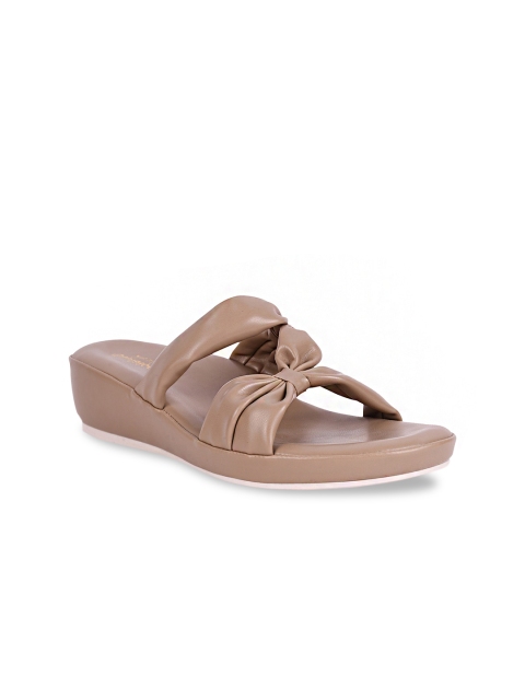 

Stelatoes Women Tan Solid Slip-On Comfort sandals