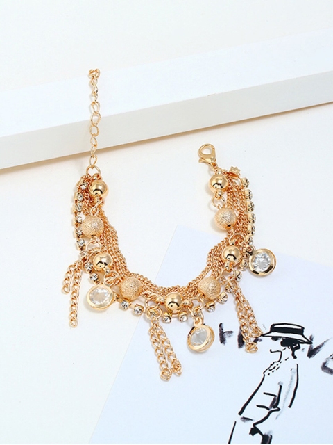 

YoungWildFree Women Gold-Toned & White Brass Gold-Plated Charm Bracelet
