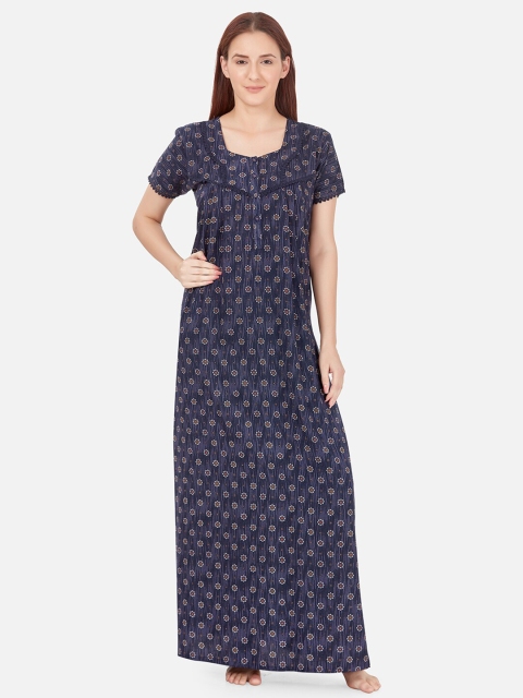 

Sand Dune Printed Alpine Pleated Nightdress, Navy blue