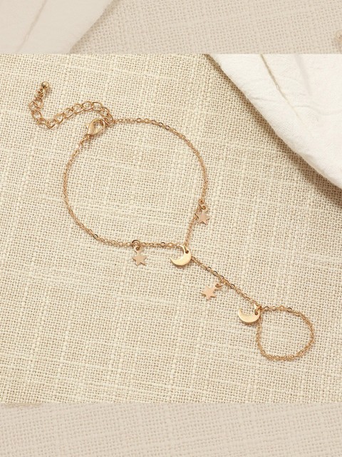 

YoungWildFree Women Gold-Toned Brass Gold-Plated Ring Bracelet