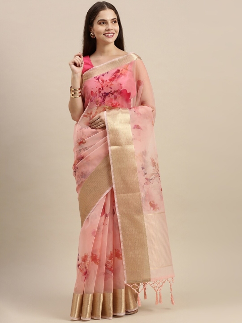 

Soch Maroon & Beige Floral Organza Saree