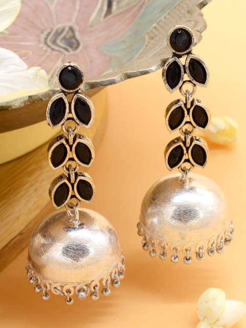 

TEEJH Silver-Toned Contemporary Drop Earrings