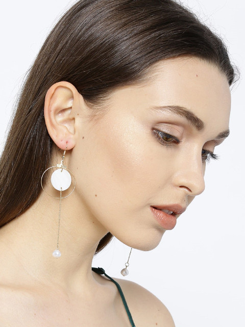 

OOMPH Women White Gold-Plated Contemporary Handcrafted Drop Earrings