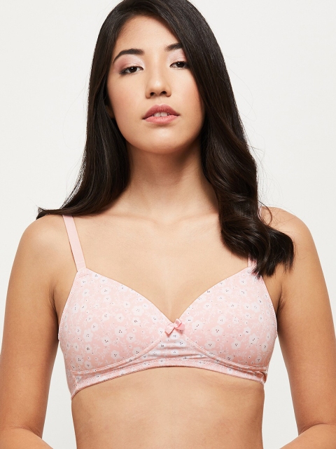 

max Pink & White Floral Print Everyday Medium Coverage Bra SP21PDNW08BLUSH