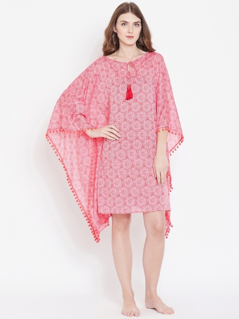 

The Kaftan Company Women Red Printed Cotton Beach Kaftan