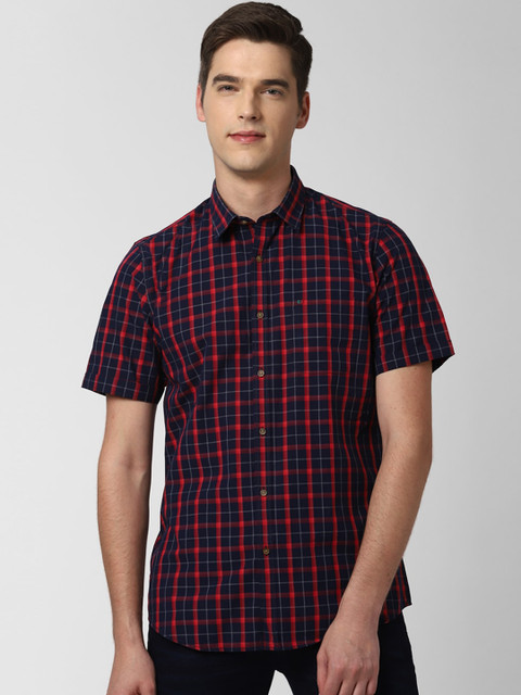 

Peter England Casuals Men Maroon Slim Fit Tartan Checks Checked Casual Shirt