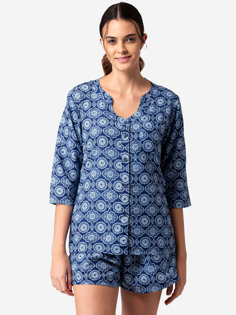 

Bellofox Women Blue Printed Night suit