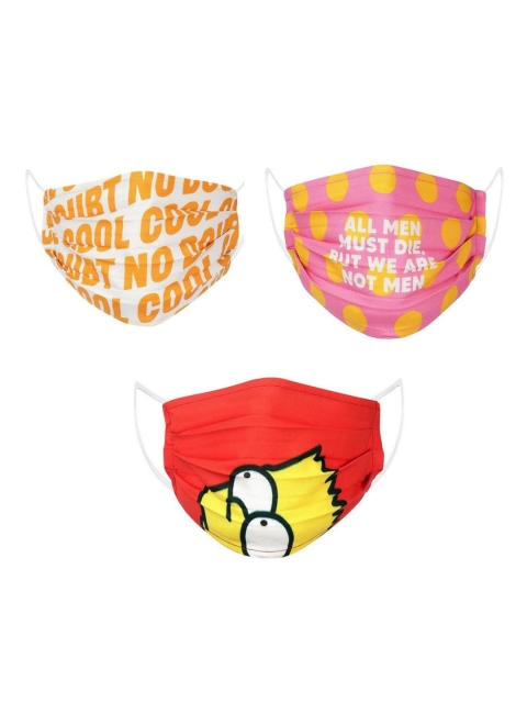 

LIVE IT SAFE Unisex Pack Of 3 Printed 4-Ply Reusable Cotton Cloth Masks With Nano Technology, Red