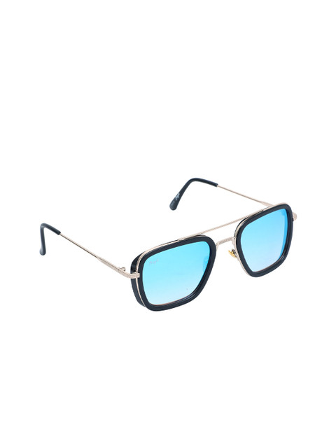 

Floyd Unisex Blue Lens & Silver-Toned Rectangle Sunglass - ZTS_SIL_LBLU_1, Turquoise blue