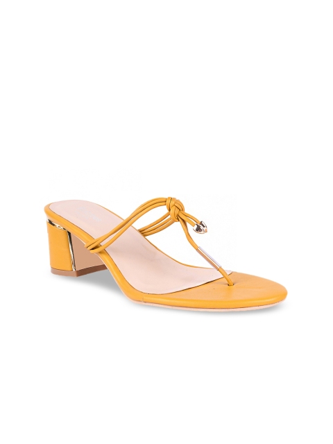 

Stelatoes Women Yellow Embellished PU Block Mules