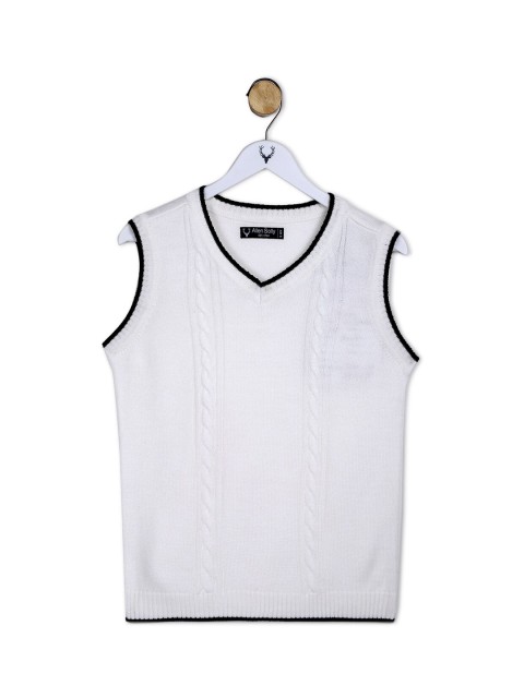 

Allen Solly Junior Boys White & Black Cable Knit Sweater Vest