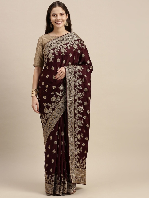 

Soch Maroon Ethnic Motifs Zari Silk Blend Saree