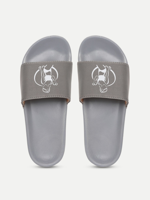 

FREECO Women Grey & White Printed Sliders