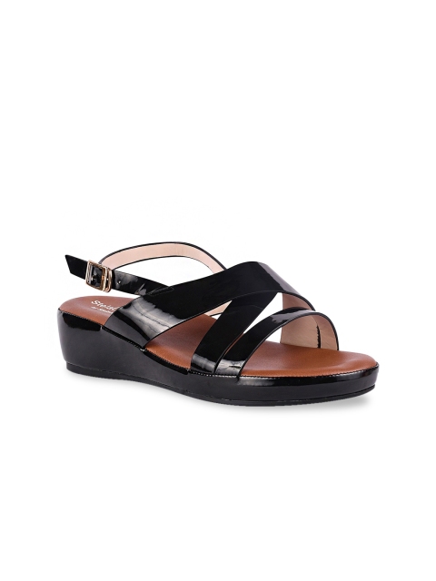 

Stelatoes Black & Brown Buckle Detail Wedge Sandals