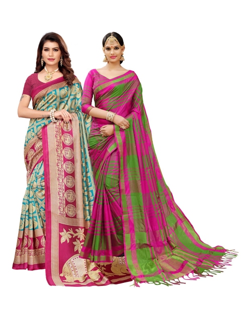 

KALINI Multicoloured Set of 2 Art Silk Saree, Multi