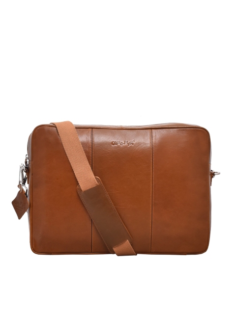 

OLIVE MIST Unisex Brown Textured Leather 16 inch Laptop Bag