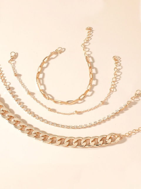 

YoungWildFree Women 4 Gold-Toned & White Brass Gold-Plated Link Bracelet