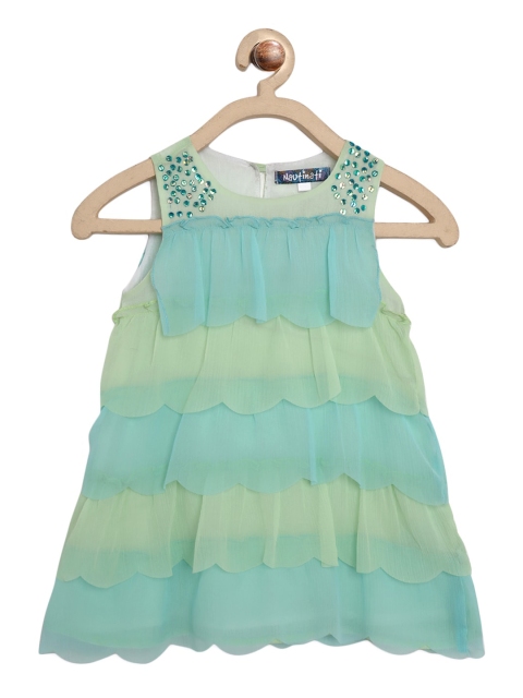 

Nauti Nati Green & Blue Tiered A-Line Dress