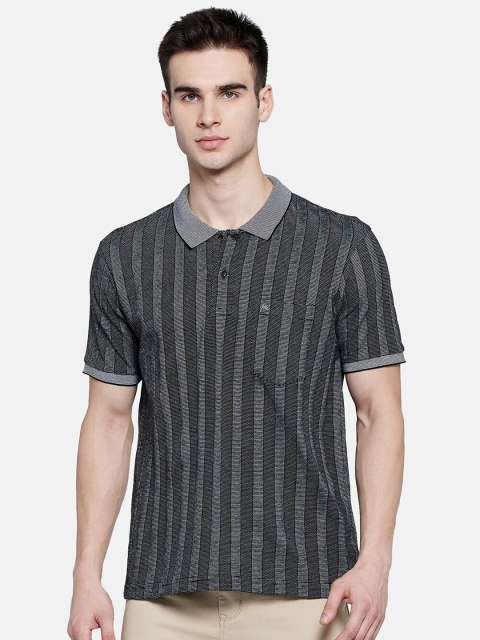 

Monte Carlo Men Black Striped Polo Collar T-shirt
