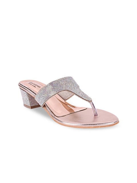 

Stelatoes Women Champagne Embellished Block Sandals