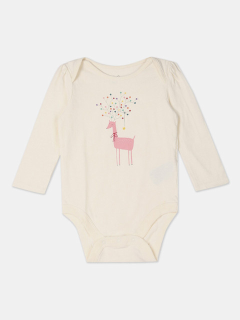 

GAP Infant Boys Beige Festive Graphic Print Pure Cotton Bodysuit